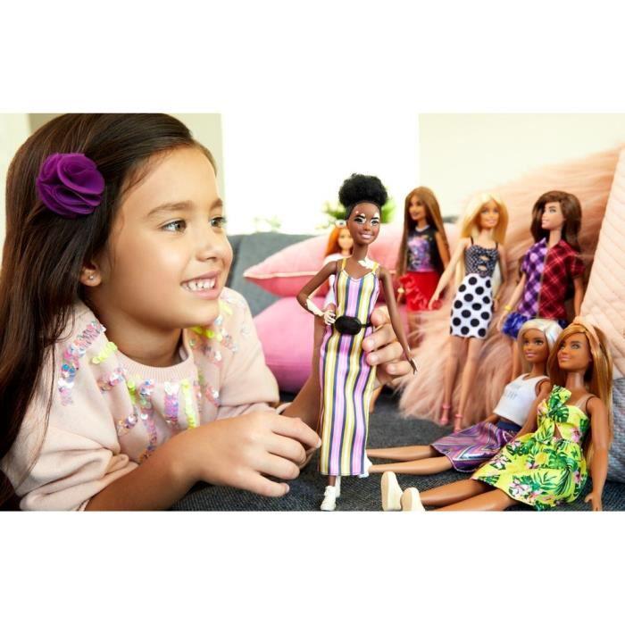 BARBIE Fashionistas Vitiligo Robe Longue Rayée