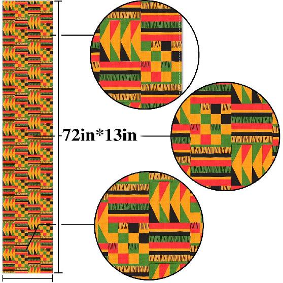 Nepnuser n Print Table Runner Juneteenth Decorations Kwanzaa Kente National Holiday Party Supply Home Kitchen Dining Room Decor