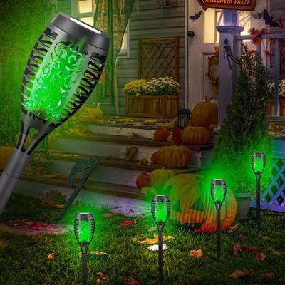Lampade solari da esterno da 2 pezzi con sensore di luce, ricarica automatica, luci solari da giardino con design a fiamma tremolante impermeabile