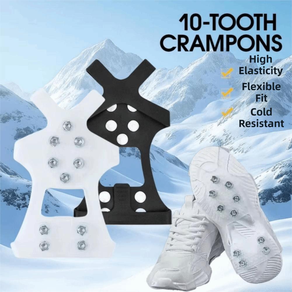 

10 Studs Shoes Spikes Cover Flexible Anti-Skid 10 Teeth Steel Ice Gripper Stretchable Shoe Spike Snow Crampon Cleats 13