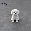 Small Dog Figurine 3D Printed Sitting Figurine, Mini White Statue for Desk Retro Ornament Decor, Modern Animal Shape Home Office Bookshelf Minimalist