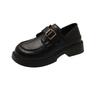 Small leather shoes women's new autumn thick-soled thick-heeled uniform shoes are not tired of feet, one-word buckle loafers