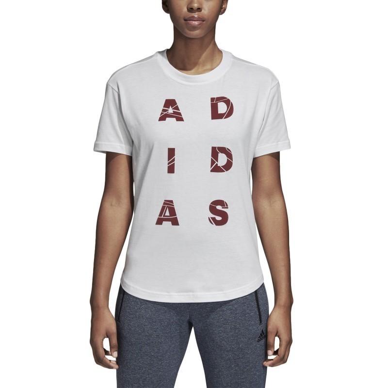Adidas Performance Sid Vibe Letter Fashion Comfortable Short Sleeve T-Shirt Women Tops White DJ1616