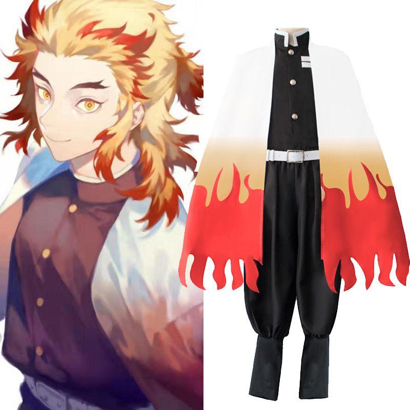 Stylish Demon Slayer Kimetsu No Yaiba Rengoku Kyoujurou Cosplay Costume Kimono Robe Suit With Exquisite Workmanship And Comfortable Fit