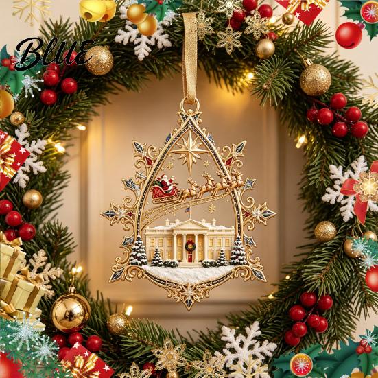 Acrylic Festive Home Decor 250th Anniversary USA White House Christmas Tree Ornament, 2D 1776-2026 Commemorative Creative DIY Decorations Keepsake,