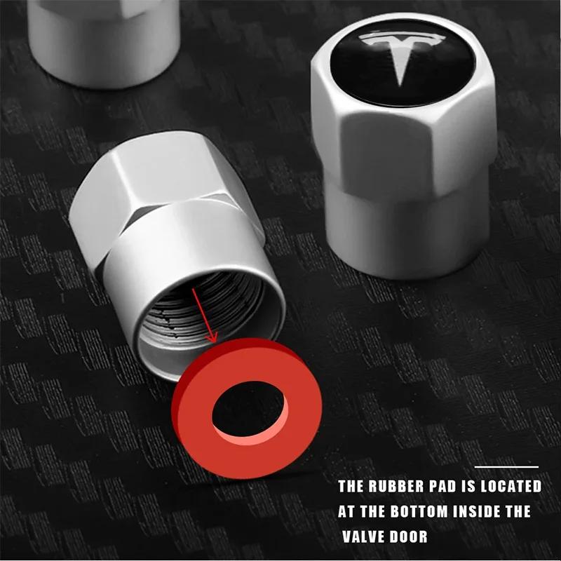 4Pcs Car Wheel Tire Valve Caps Air Stem For Tesla Model S Model X Y 3 Roadster SpaceX Tyre Plug Auto Tools Accessory
