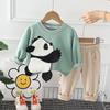 Autumn Girls' Korean Appliqué Panda Sweatshirt Two-Piece Set