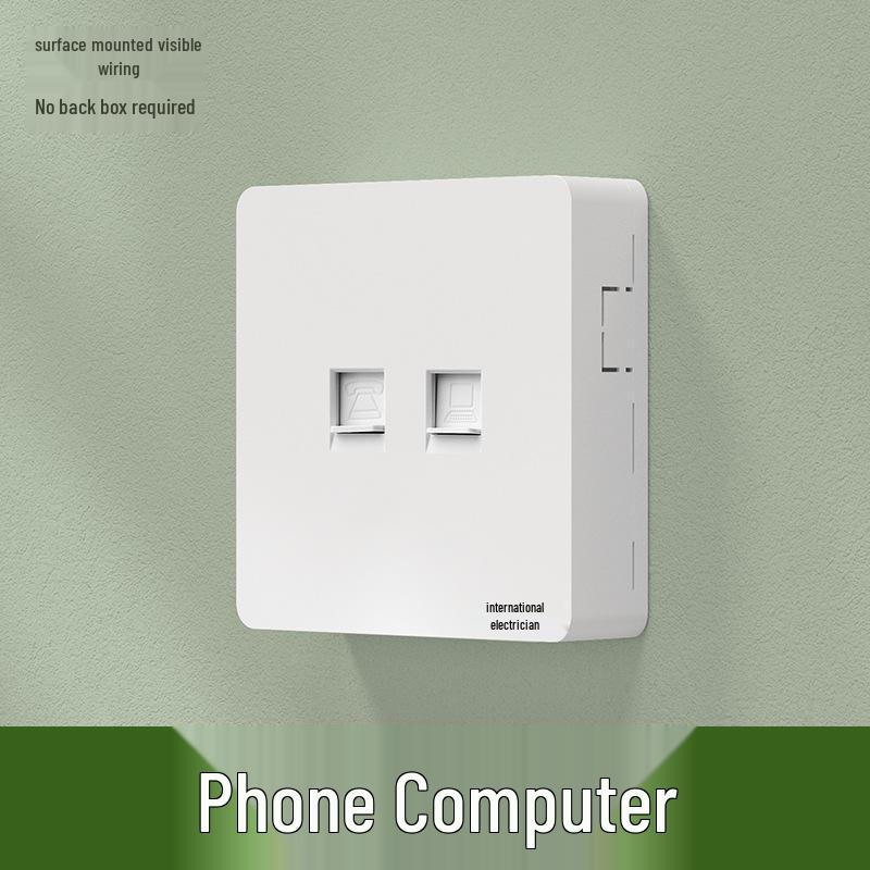 Ultra-Thin Surface-Mounted Single-Control Wall Switch & Socket Panel with Surface Box Outlet, One-Gang Push Button for Household Lighting.