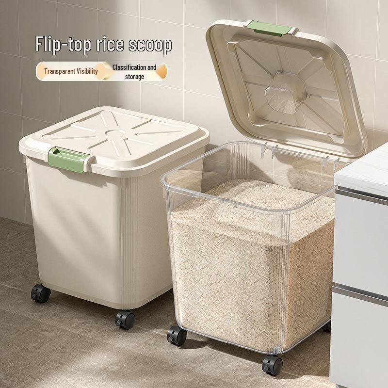 Wheeled Airtight 30-50 Jin Rice & Flour Storage Container - Insect & Moisture-Proof, Food Grade