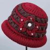 Middle-aged winter velvet thickened mother hat bow basin hat outdoor play rabbit fur warm knitted wool hat