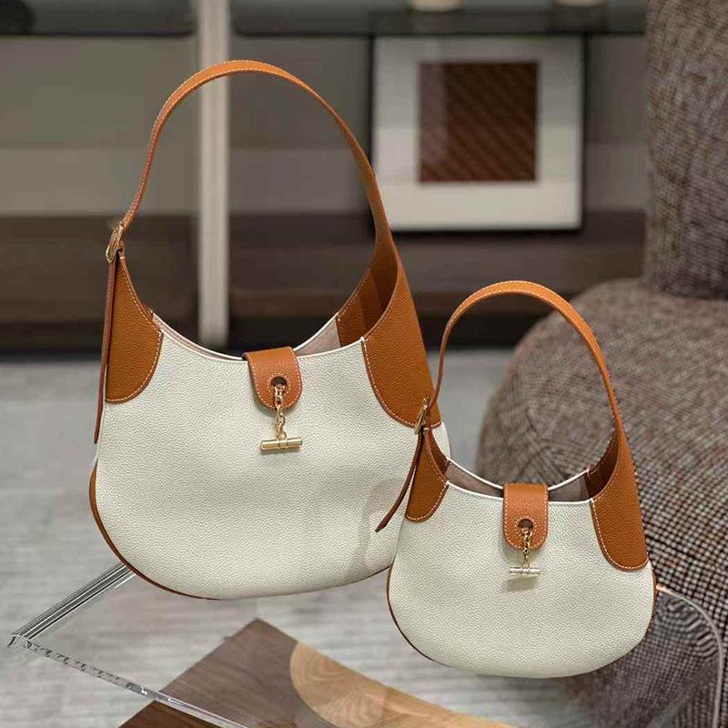 Head Layer Cowhide Armpit Bag New Fashionable Color Blocked Genuine Leather Armpit Bag Niche Design Cowhide Shoulder Bag Women's Bag