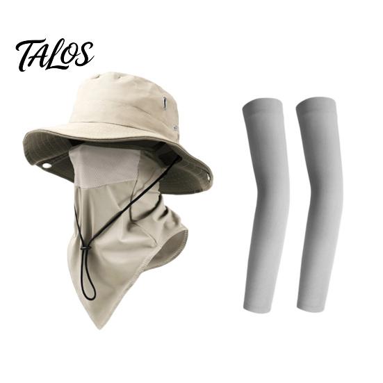 Cappello da Sole da Viaggio, Cappello Traspirante in Rete, Pescatore con Protezione Facciale Rimovibile e Sciarpa per Collo ad Asciugatura Rapida, Protezione a 360 Gradi, Coulisse Regolabile
