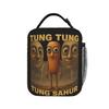Tung Tung Tung Sahur Insulated Lunch Bags High Capacity Italian Brainrot Meme Meal Container Cooler Bag Tote Lunch Box Work