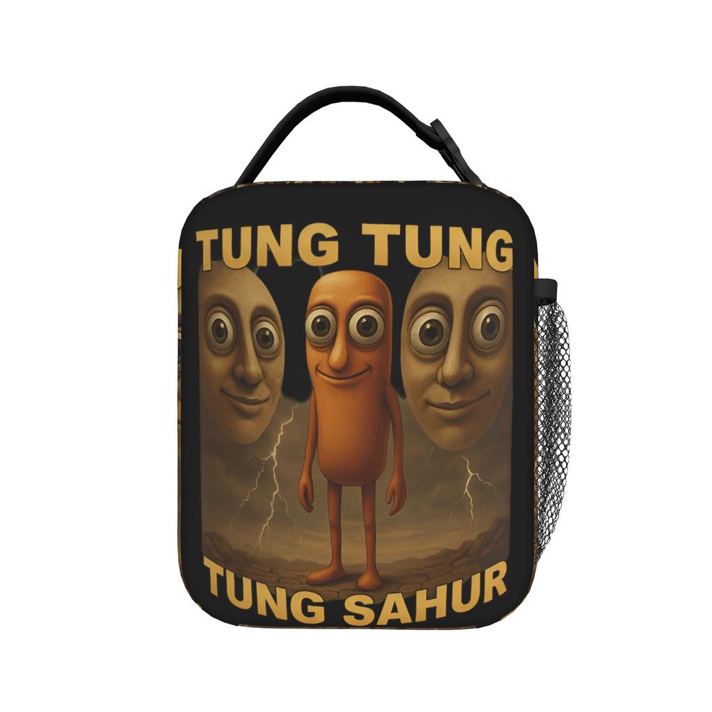 Tung Tung Tung Sahur Insulated Lunch Bags High Capacity Italian Brainrot Meme Meal Container Cooler Bag Tote Lunch Box Work
