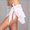 European & American Style Women's Chiffon Lace-Up Midi Skirt - Solid Color Summer Beachwear