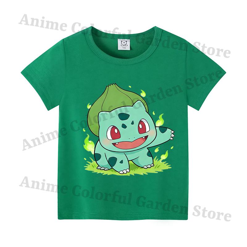 Anime Pokemons Kawaii Tshirts for Children Pikachu Cartoon Cute Shortsleeved Top Boys Girls Summer Fashion Kawaii Tshirt Gift