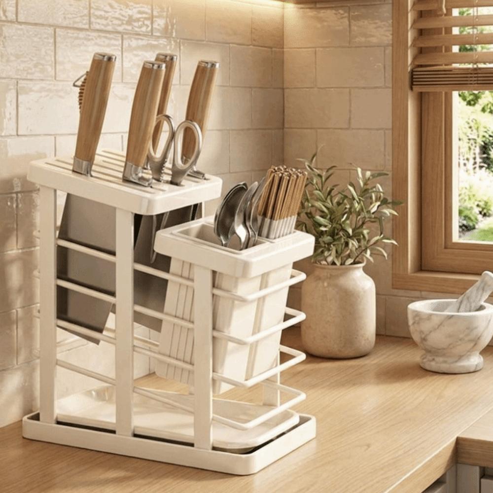 Support de découpe de comptoir peu encombrant Tube à baguettes en acier au carbone Support de couverts moderne Restaurant