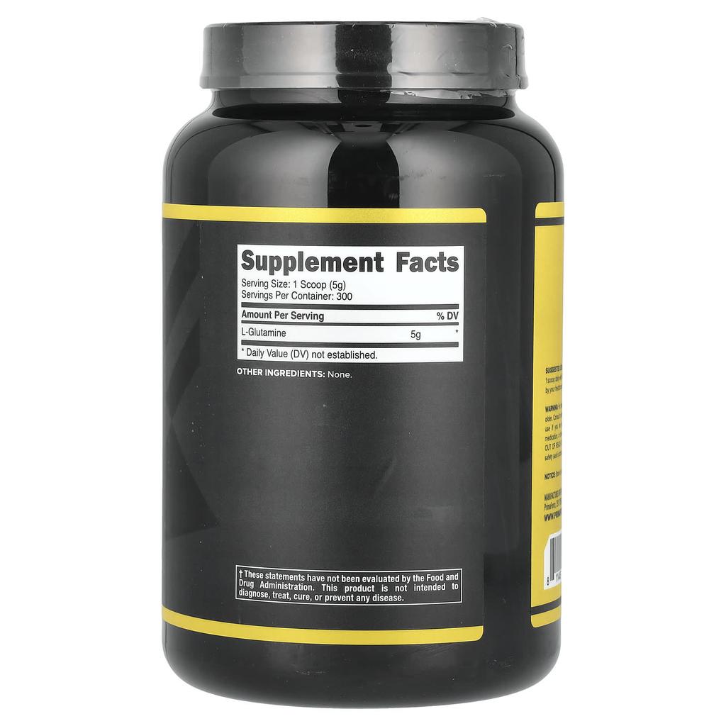 L-Glutamine, Unflavored, 1,500G (3.3Lb)