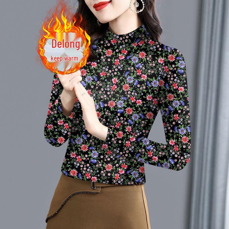 

Women s Autumn/Winter Thermal Ribbed Base Layer: Half-High Collar, Long Sleeve, Plus Size, Slimming Tummy Concealing Top for Middle-Aged and Elderly XL (105-120 jin)