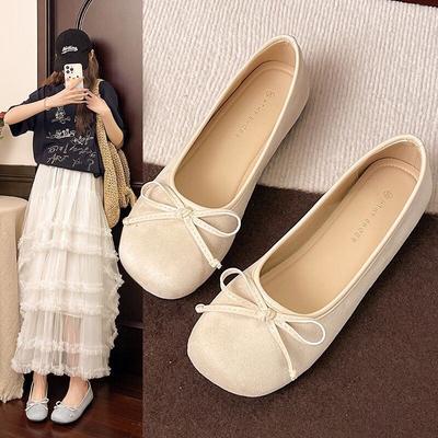 Soft-soled French Women's Shoes 2025 New Flat-soled Bow Gentle Shallow Mouth Single Shoes Red Ballet Shoes Doudou Shoes