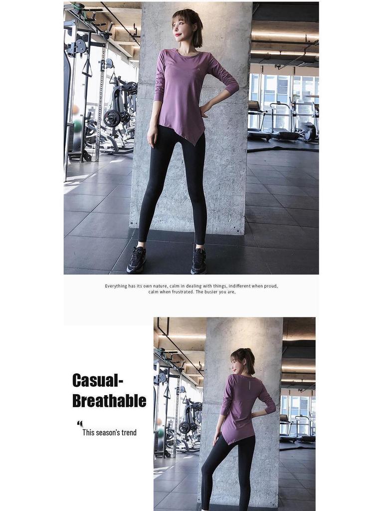 Women's Quick-Dry Long-Sleeve Yoga & Running Top - Sweat-Absorbing, Lightweight, Mid-Length Sportswear