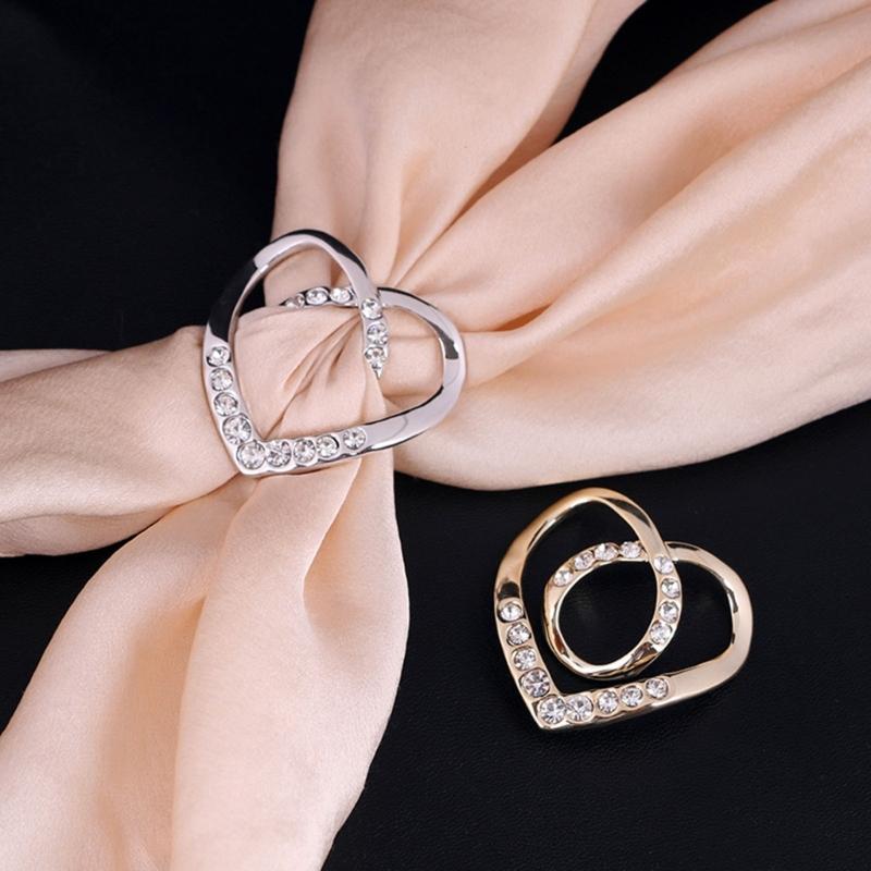 Silk Scarf Ring Clip T-Shirt Tie Wrap Holder Brooch Women Scarves Clasp Waist Buckle Fashion Metal Ring for Shirt Clothing Decor