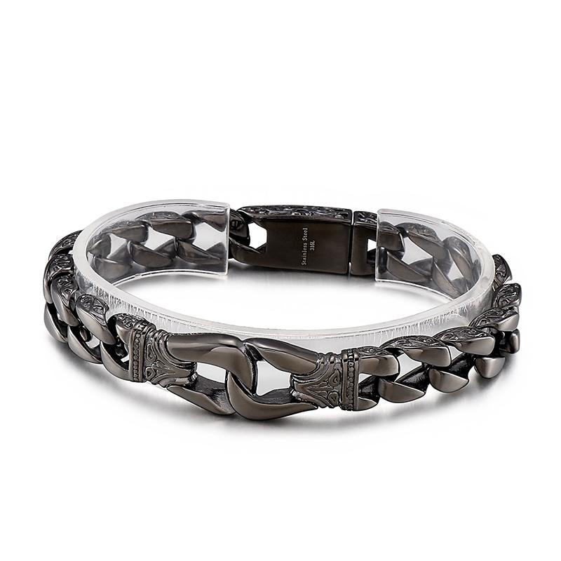 KALEN Punk Mens Bracelets Stainless Steel Jewelry Hand Chain Retro Links Fashion Bracelets Bangles 22 CM&Punk
