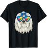 Maltese Dog Autism Awareness Puzzle Sunglasses Graphic Tee Casual Cotton T-Shirt