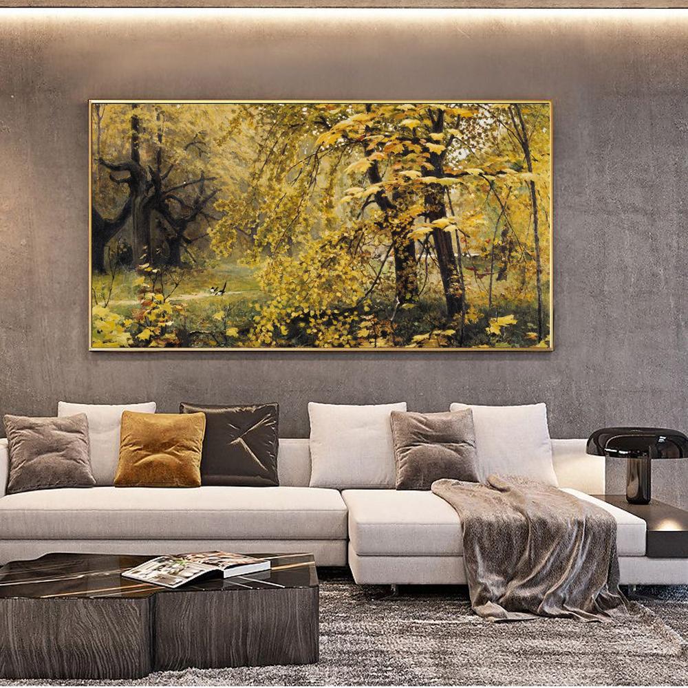 Nordic landscape oil painting color maple leaf art canvas painting living room corridor office home decoration mural No Frame