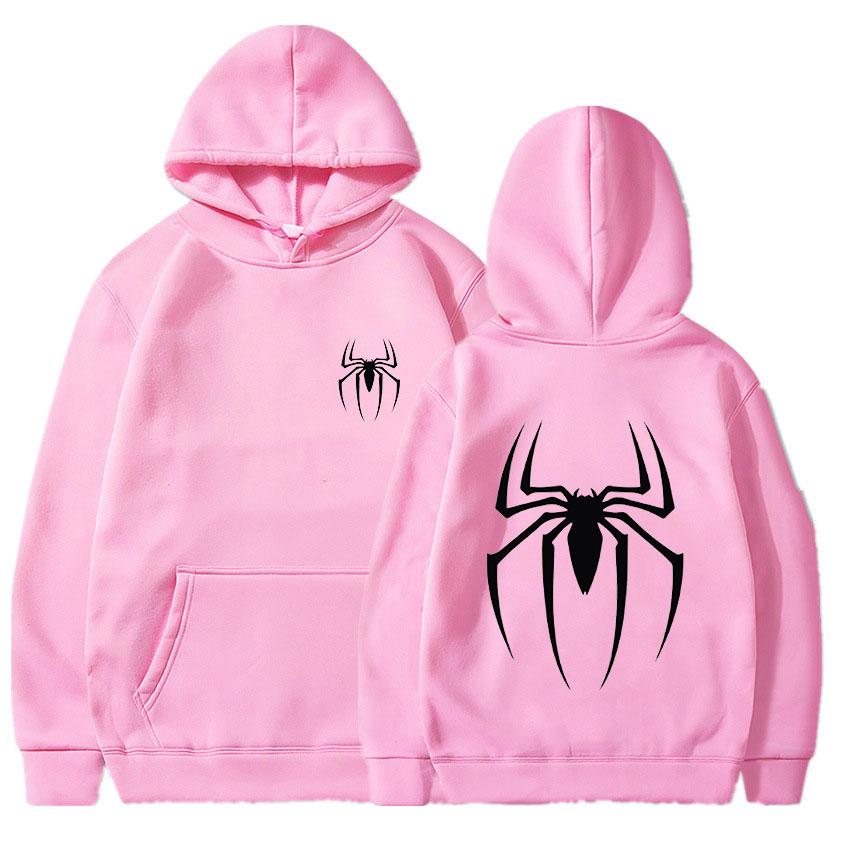Men's Y2K Spider Print Hoodie Autumn Winter Adult Street Style Loose Hip Hop Punk Fashion Couple Sports Long Sleeve Pullover