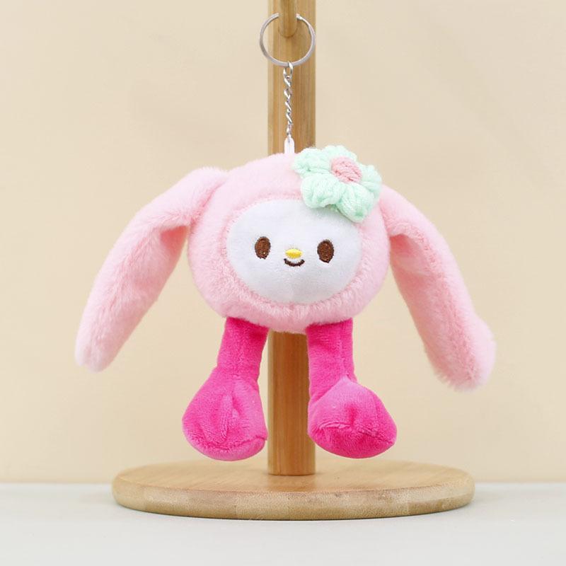 

Long Rabbit Elf Ear Cartoon Plush Toy Backpack Keychain Accessories Pendant Pink