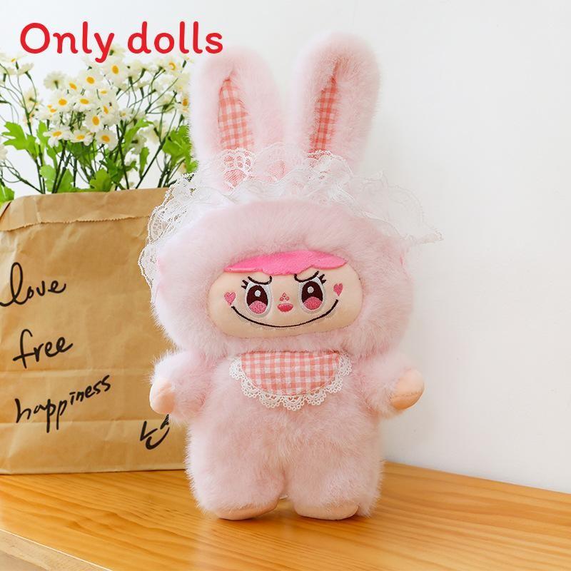 

Плюшевая кукла с клетчатым шарфом и кружевной отделкой для детского подарка и 30cm розовый