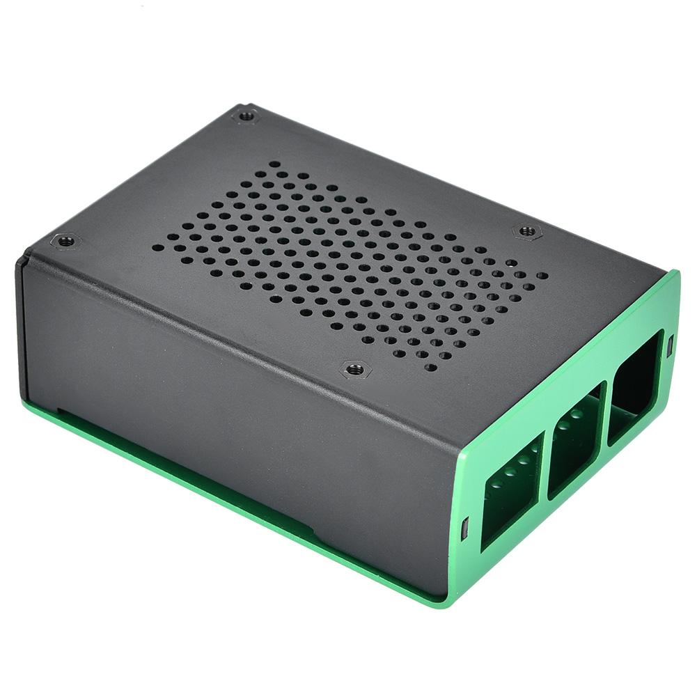 For 4 Model B Black Aluminum Case Box Enclosure with Heatsink Bracket (Black)