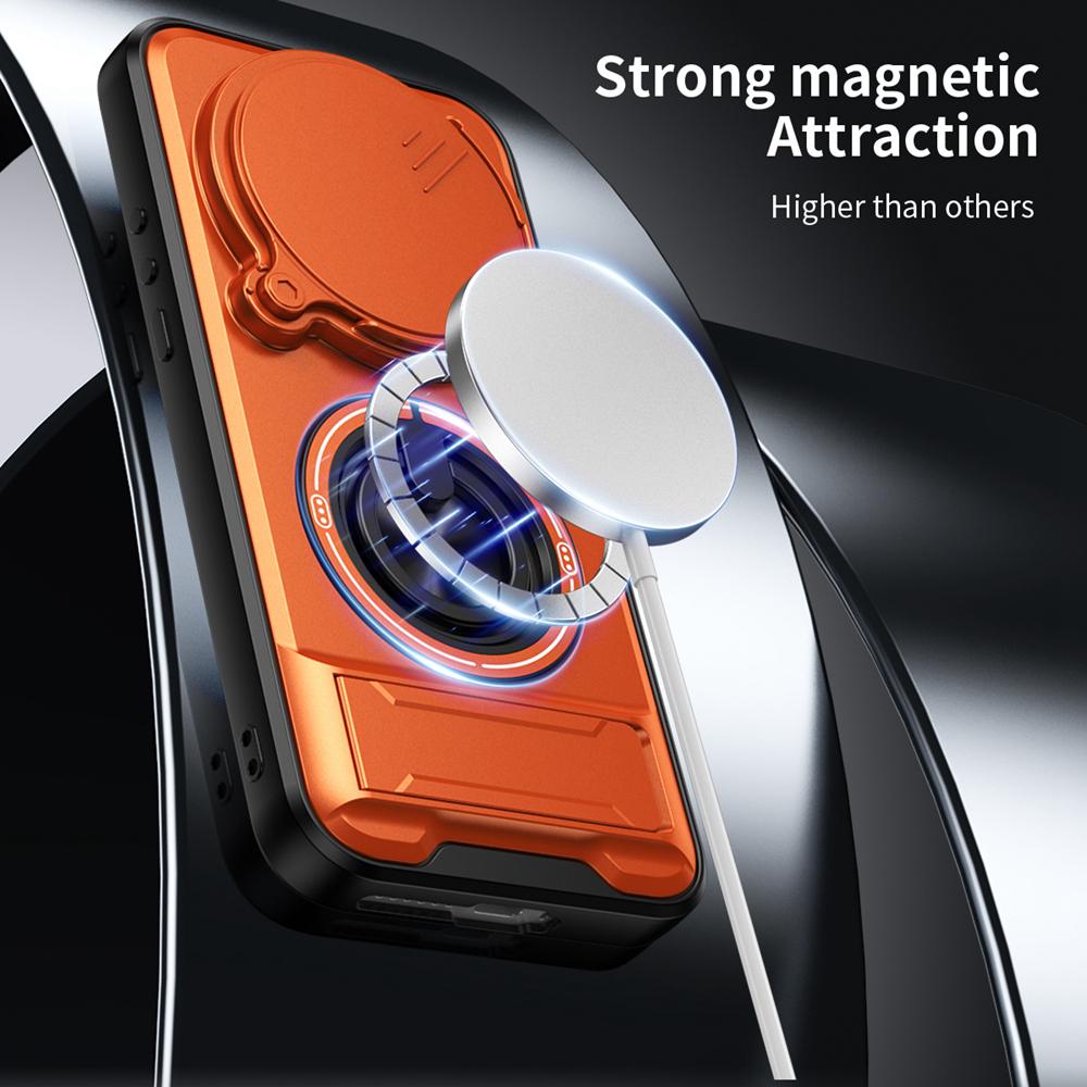 KEYSION Magnetic Phone Case for Xiaomi 17 Ultra 5G Slide Camera Lens Protection Upright Kickstand 360 Ring Shockproof Back Cover