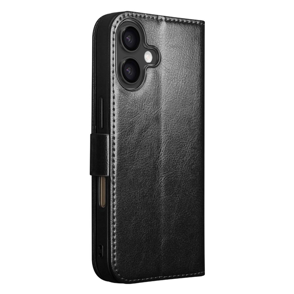 QIALINO For iPhone 17 Case with Card Holder Genuine Cow Leather Stand Phone Cover
