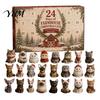 Advent Calendar for Girls Christmas Cat Calendar, 24 Day Countdown with Cute Ornaments, Gifts Children 2D Acrylic Kitty Holiday Decorations,
