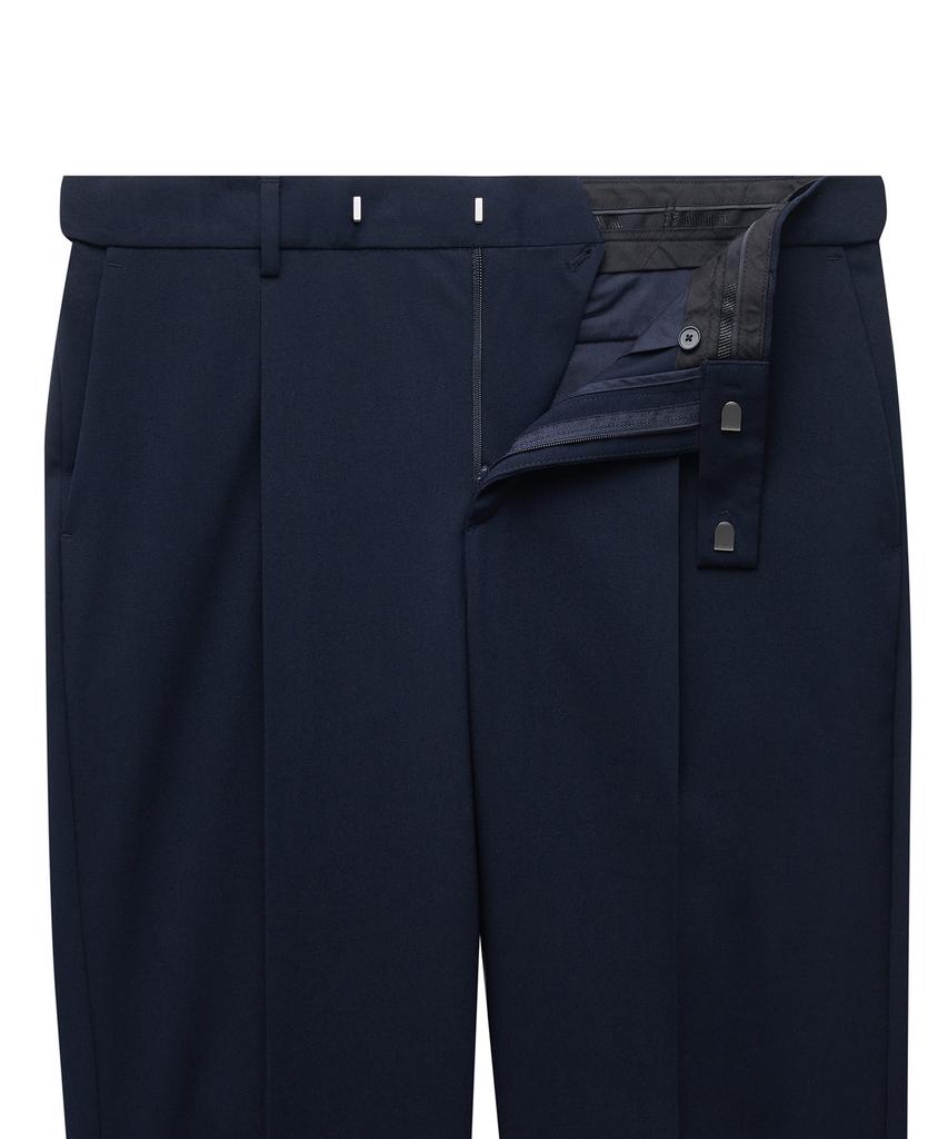 Musinsa Standard Lightweight Loose Tapered Hidden Banding Crop Slacks [Navy]