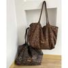 Vintage Leopard Women's Suede Shoulder Bags Double Sided Female Versatile Tote Shopping Bag Large Capacity Travel Handbags