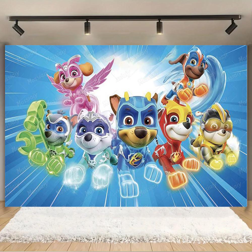 Paw Paw Team makes great achievements theme banner background children s birthday party baby shower decoration layout background Vinyl--W120xH80cm