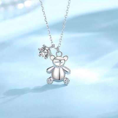 Bear Pendant Necklace Female Niche Design Korean Version Collarbone Chain Sweater Chain for Girlfriend New Year's Gift
