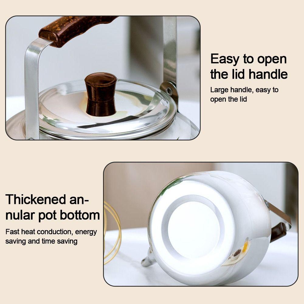 New 1L/1.5L/2L Tea Pot Large Capacity Stainless Steel Hotboiling Pots Fast Heating Coffee Pot Home Camping