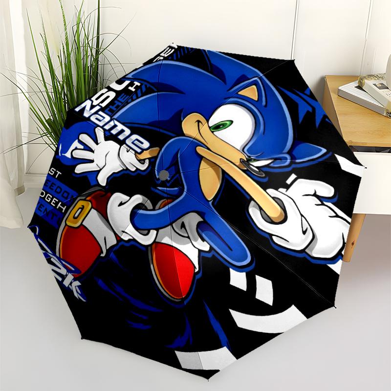 Custom Name Sonic Theme Automatic Umbrella, Lightweight & Portable, 8 Rib, Perfect for Outdoor Travel, Birthdays, Christmas, Gifts.