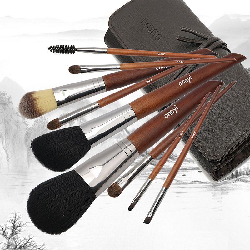 

18 High-End Animal Hair Makeup Brush Suit Makeup Makeup Tools Professional Photo Studio Makeup Makeup Fixing Artist Brush Set Wool Light Brown 9-Suit