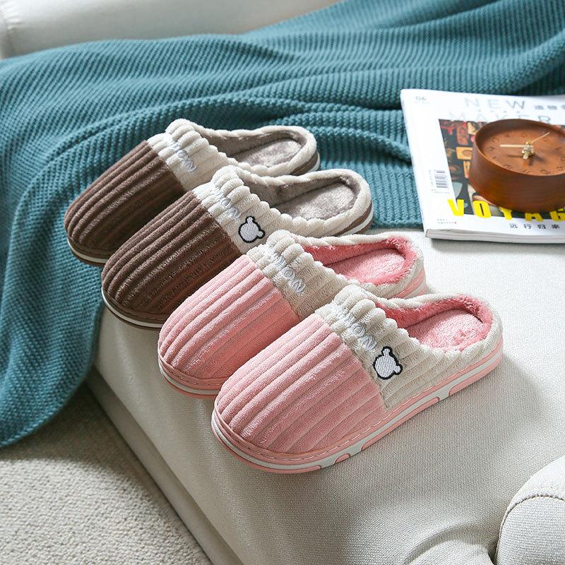 Cotton slippers couple spring and autumn winter home use indoor non-slip home ladies warm winter plush men