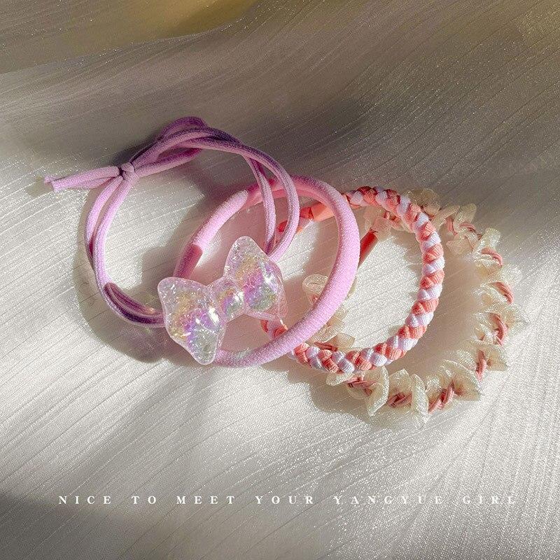 2023 New Korean Scrunchie Set Sweet Large Rubber Band Hair Rope For Women Elastic Hairbands Headbands Hair Accessories Headwear