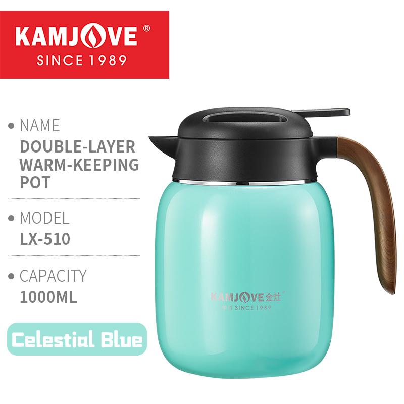 KAMJOVE Household Double-Layer Thermal Kettle Tea Set Suitable For Brewing Black Tea 316 Stainless Steel Liner Thermal Pot