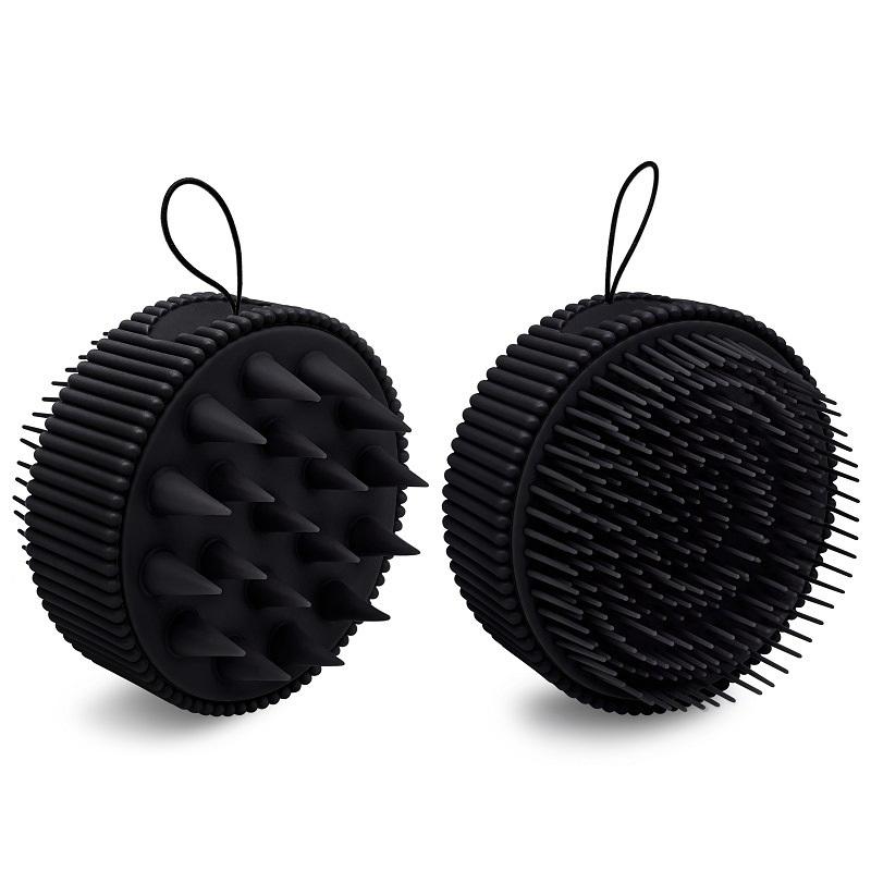 

Double-Sided Scalp Care Head Scrubber Handheld Soft Silicone Hair Brush Hair Scalp Massager For Deeply Cleansing чёрный