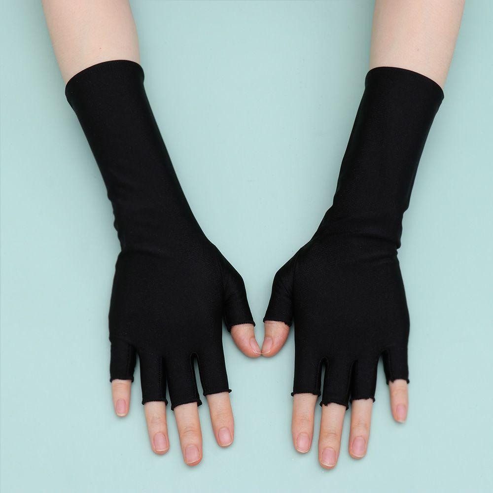 1Pair Sunscreen Protection Fingerless Long Gloves Women Arm Cool Summer Solid Mittens Half Finger Sleeves