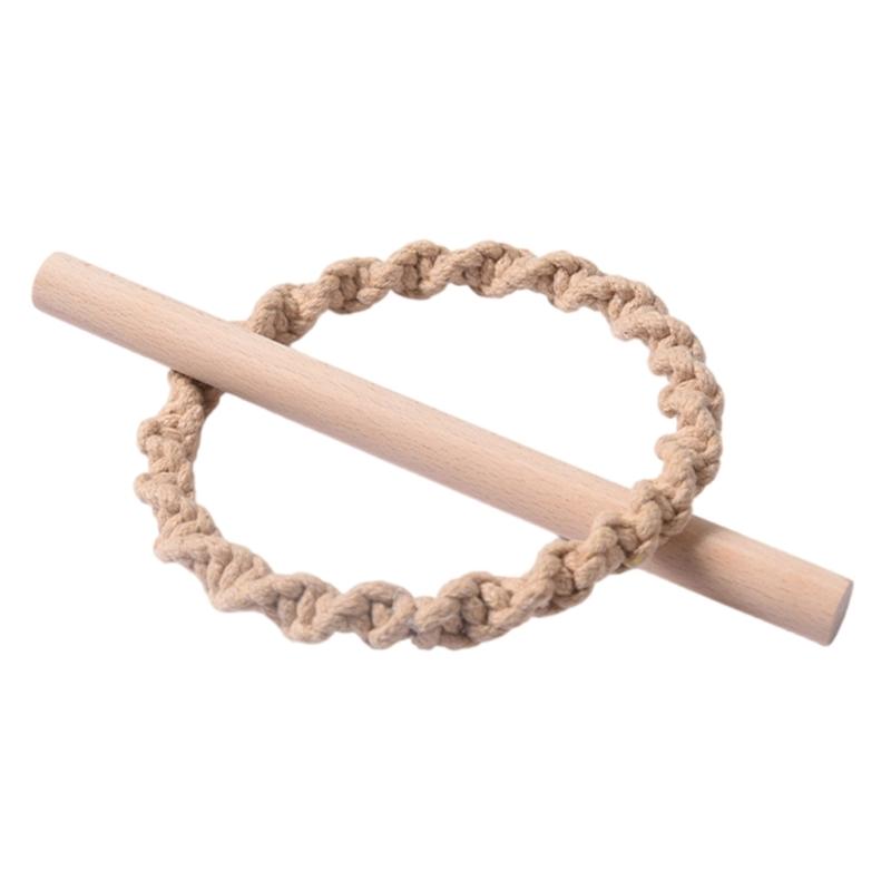 6Pcs Set Nordic Solid Wood Stick Thick Cotton Rope Simple Binding Rings Bedroom Living Room Decoration Curtain Buckles