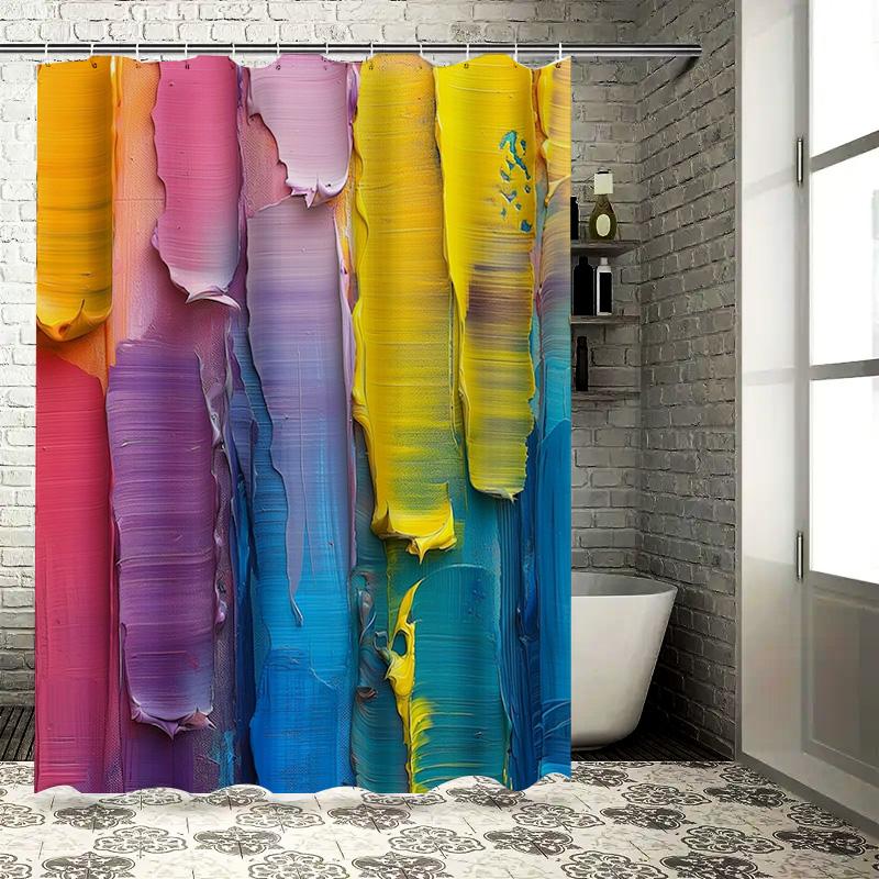 

Расписанная вручную шторка для душа с принтом масляной живописи, абстрактное искусство, декор для ванной комнаты для домашних украшений в ванных комнатах, многоцветный 3D 90x180cm